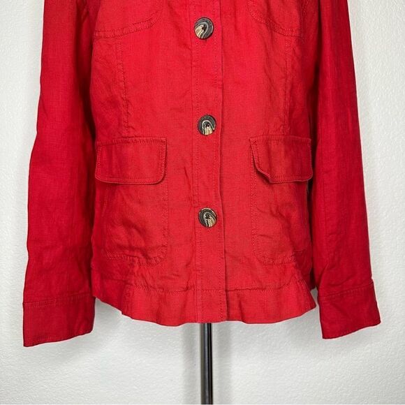 Dana Buchman 100% Linen Red Button Down Jacket Shacket - Picture 3 of 12